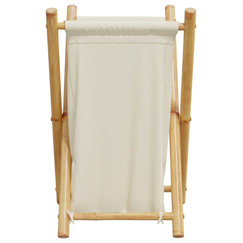 Panier à linge blanc crème 41,5x36x63,5 cm bambou