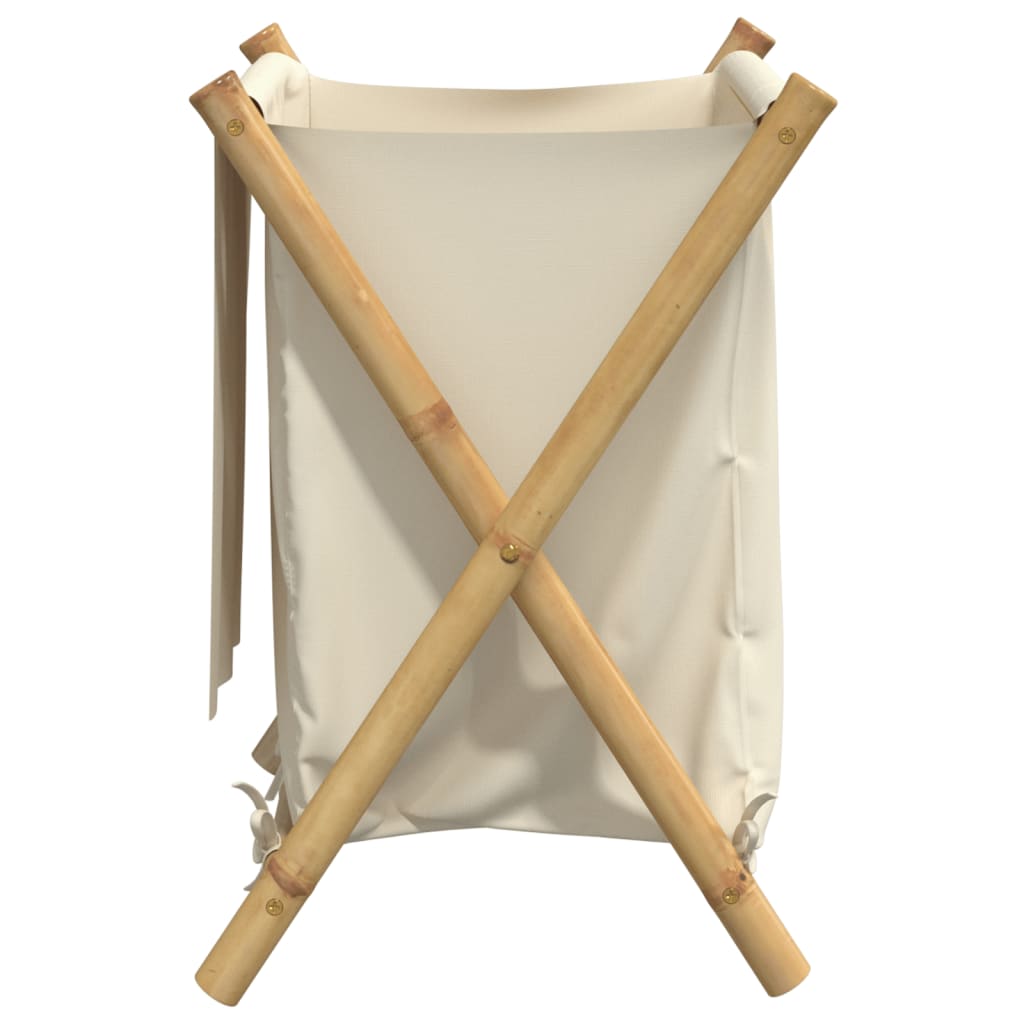 Panier à linge blanc crème 45x55x63,5 cm bambou