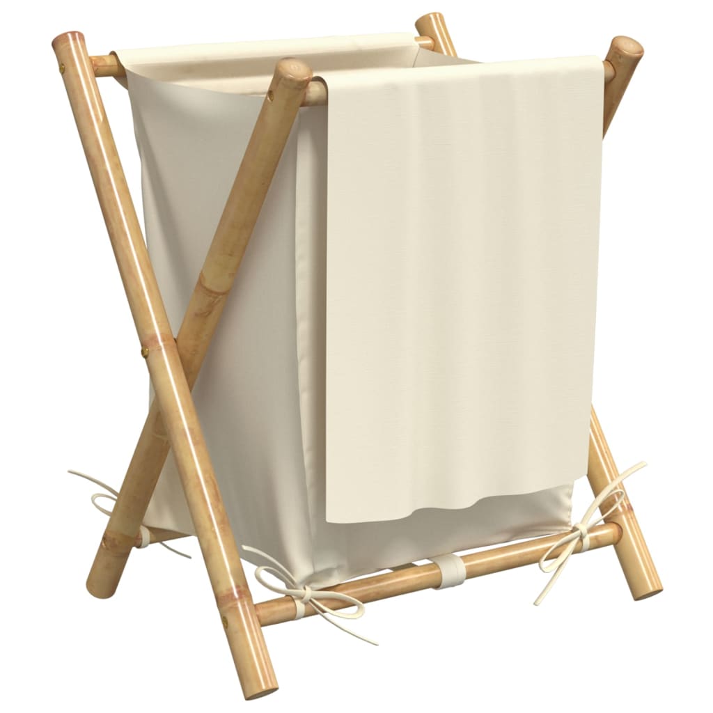 Panier à linge blanc crème 45x55x63,5 cm bambou