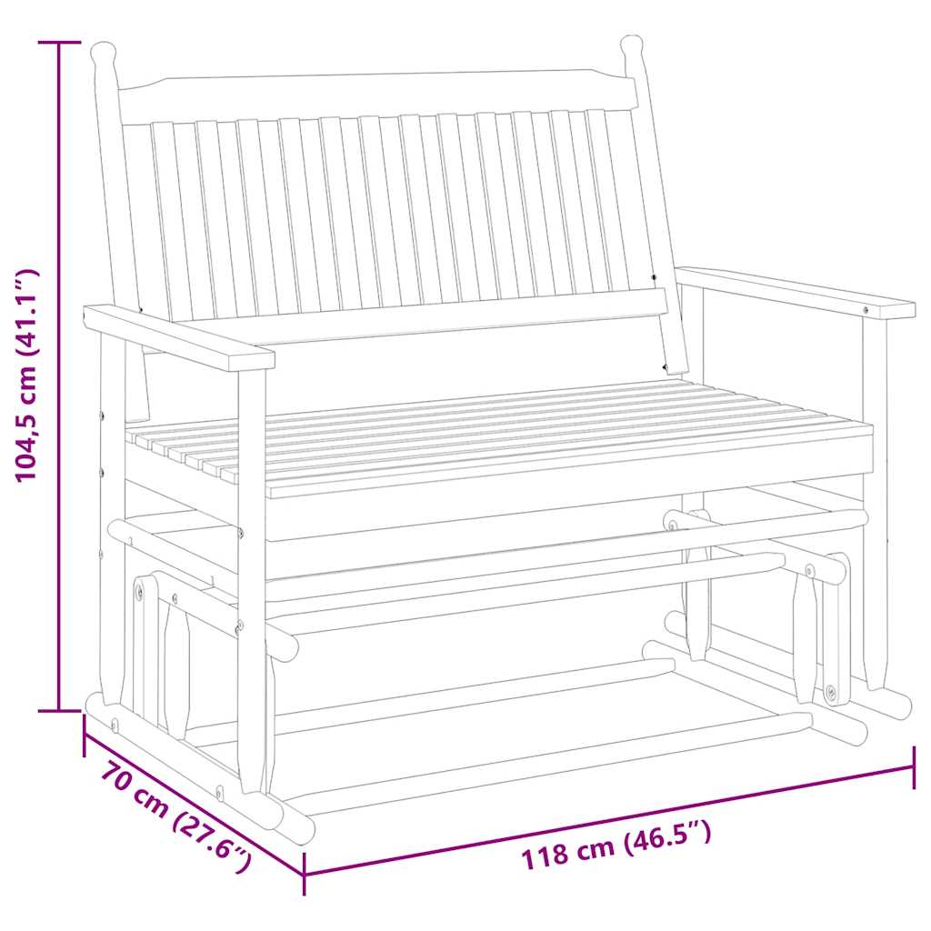 Banc balancelle marron 118x70x104,5 cm bois massif de peuplier