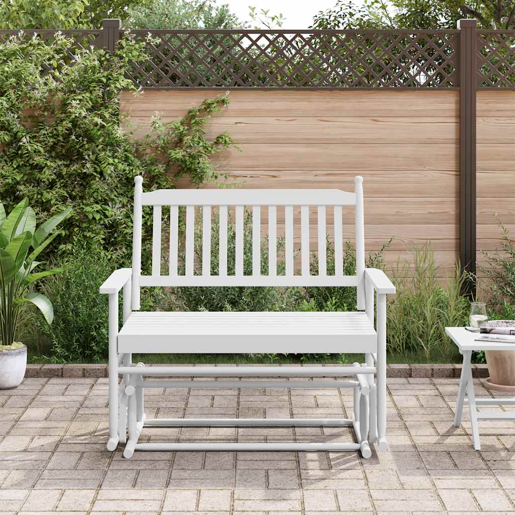 White swing bench 118x70x104.5 cm solid poplar wood