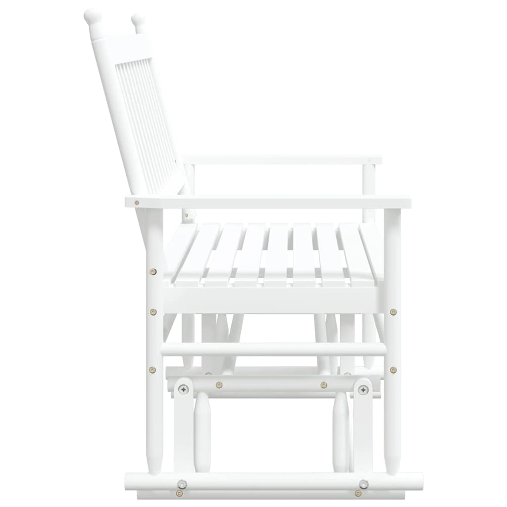 White swing bench 118x70x104.5 cm solid poplar wood