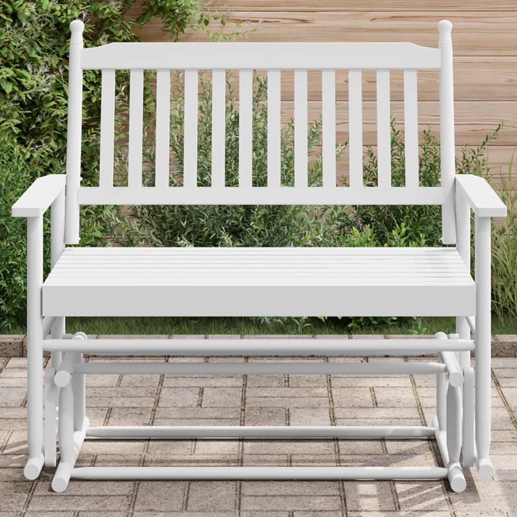 Banc balancelle blanc 118x70x104,5 cm bois massif de peuplier