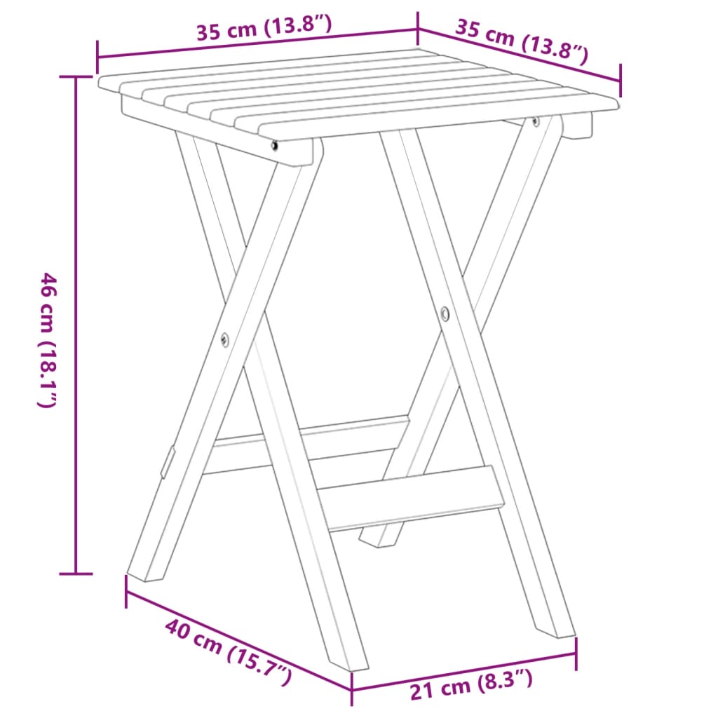 Table d’appoint pliable blanc bois de peuplier massif