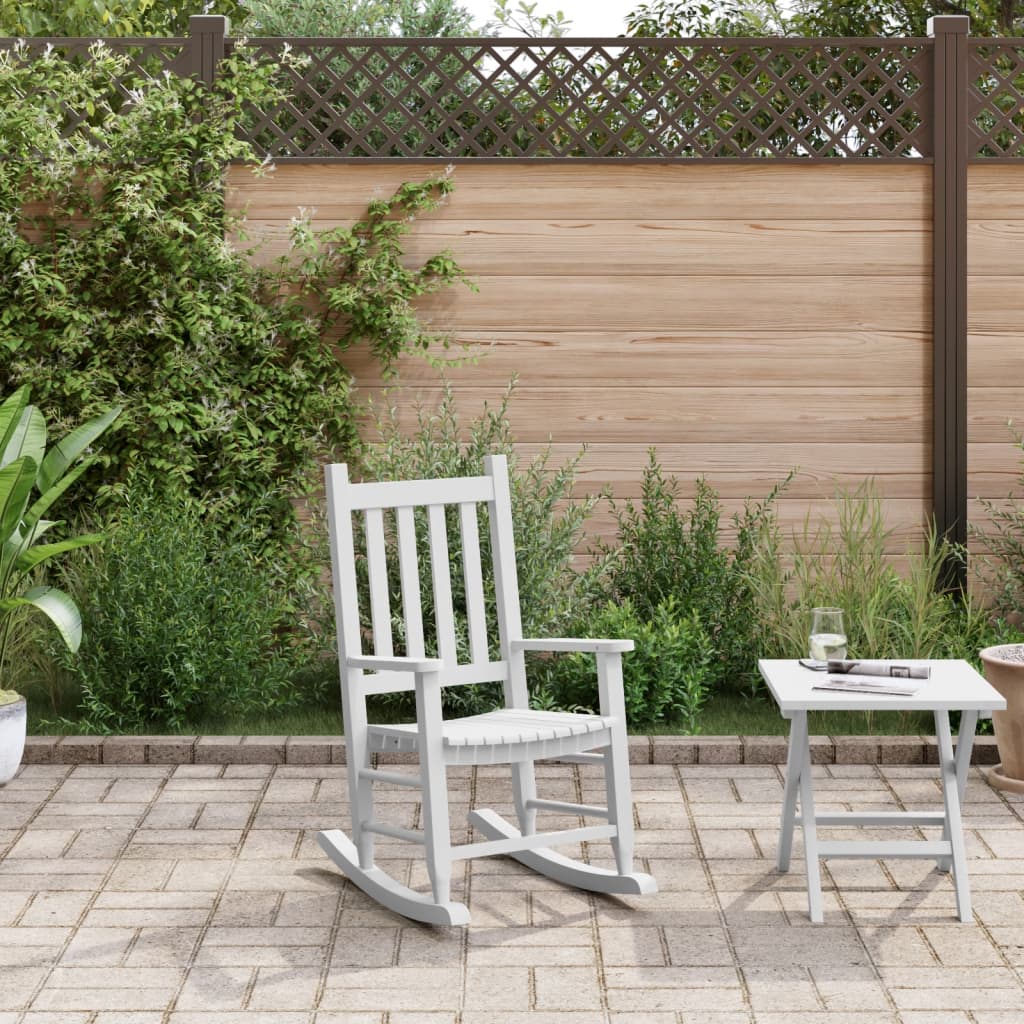 Chaise à bascule enfants blanc bois de peuplier massif