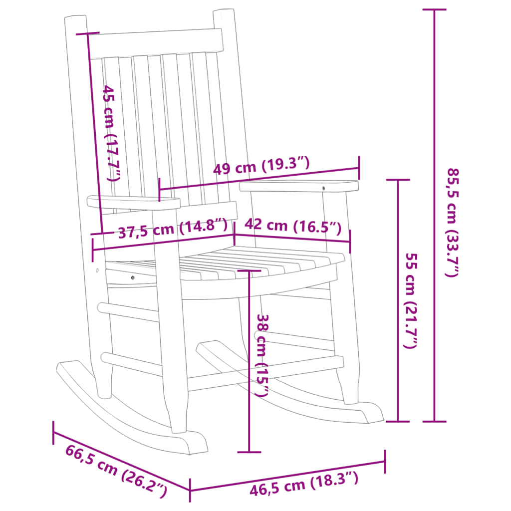 Chaise à bascule enfants blanc bois de peuplier massif