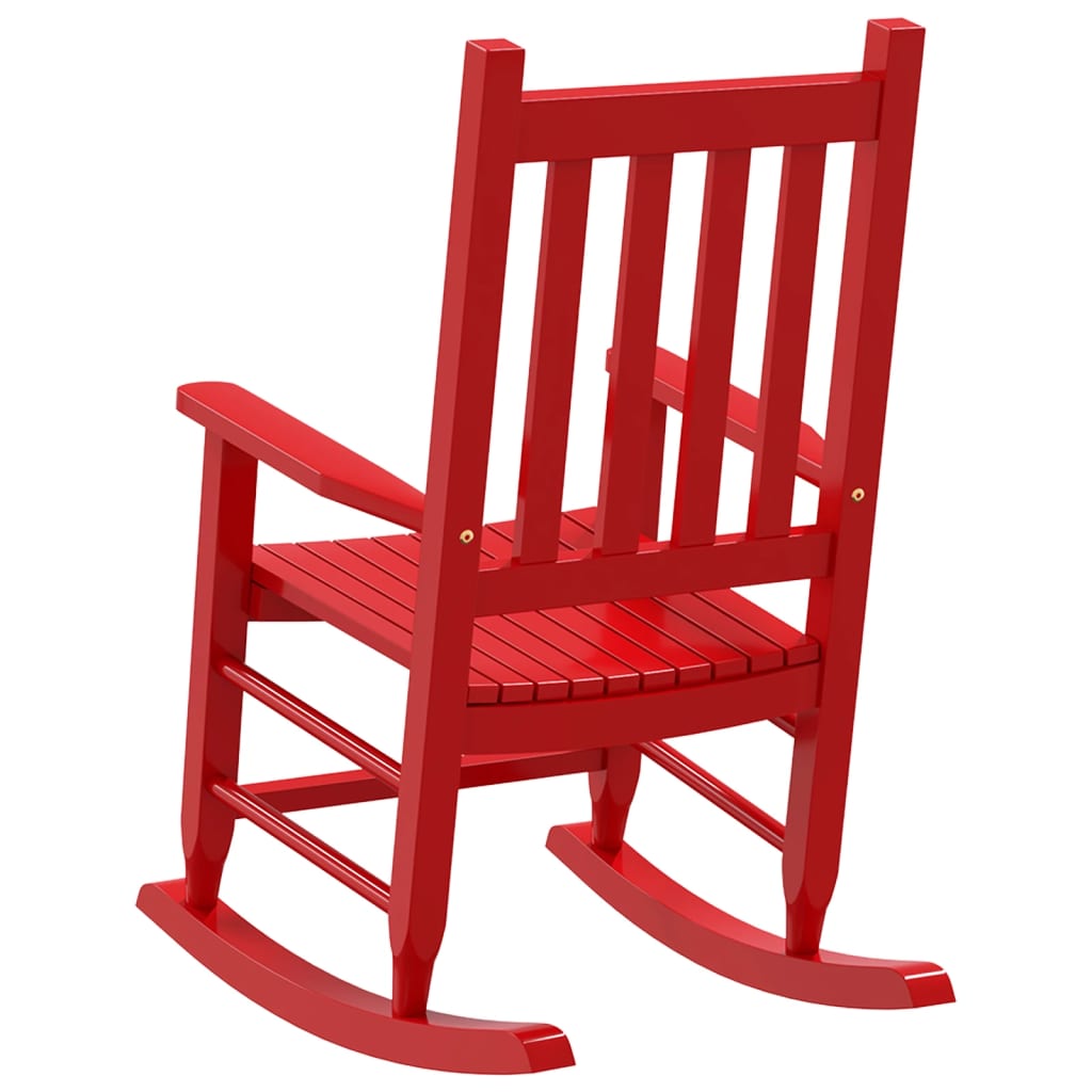 Chaise à bascule enfants rouge bois de peuplier massif