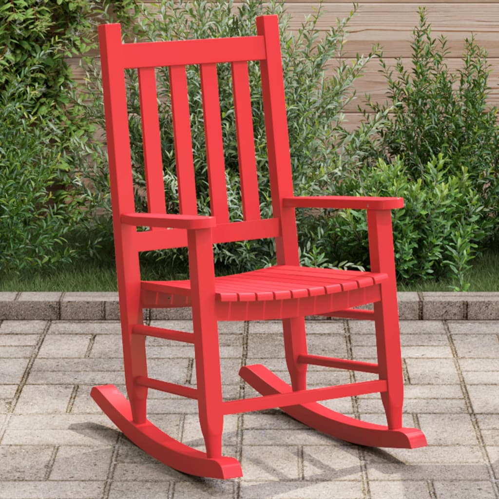 Chaise à bascule enfants rouge bois de peuplier massif