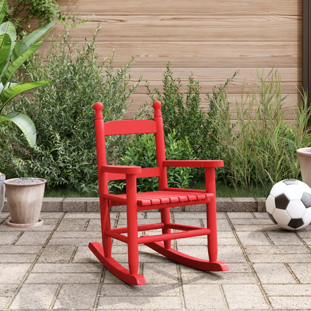 Chaise à bascule enfants rouge bois de peuplier massif