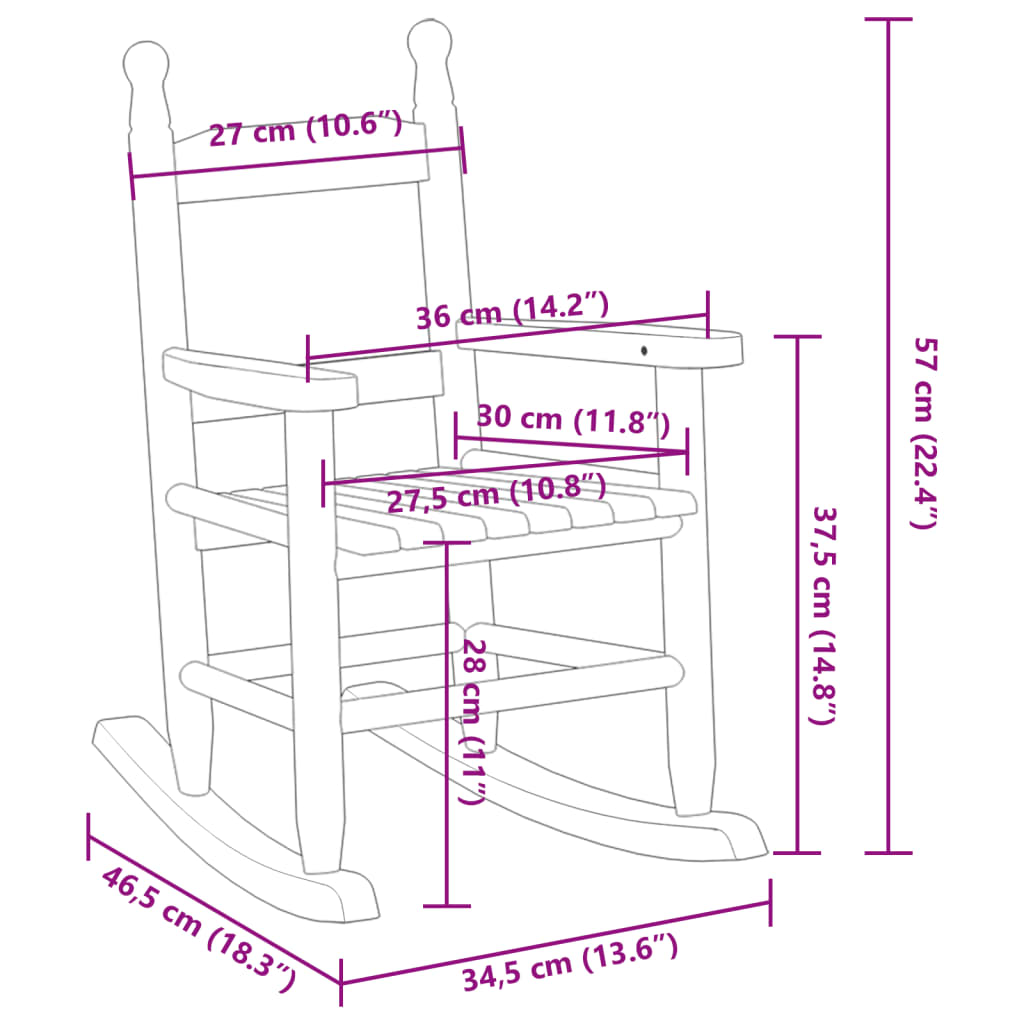 Chaise à bascule enfants rouge bois de peuplier massif