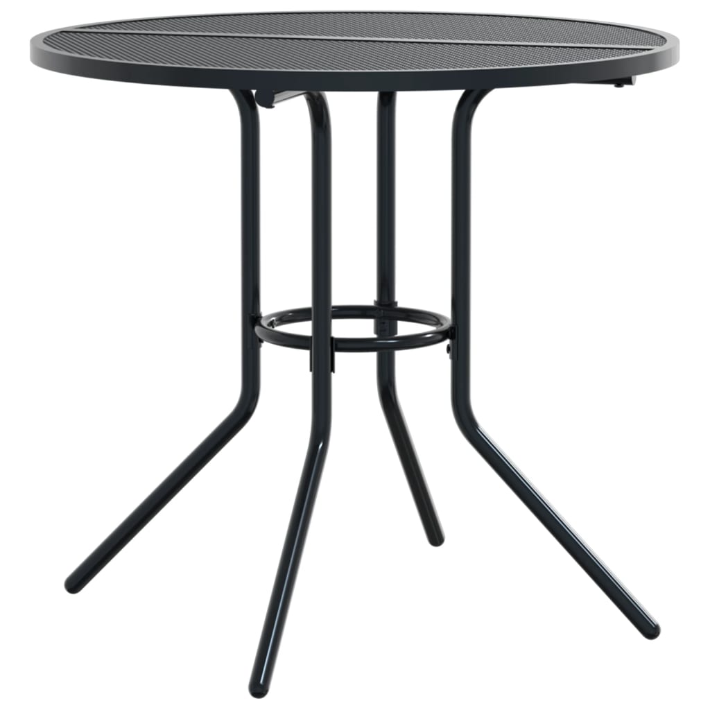 Table de patio ronde anthracite acier enduit de poudre