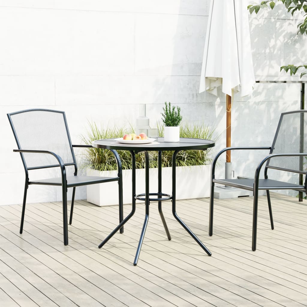 Table de patio ronde anthracite acier enduit de poudre