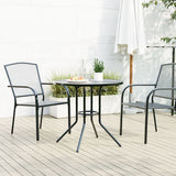 Table de patio ronde anthracite acier enduit de poudre