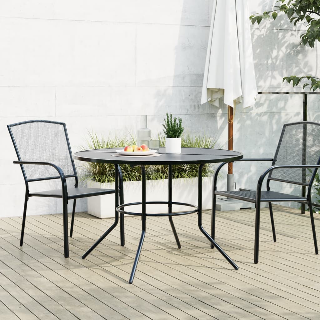 Table de patio ronde anthracite acier enduit de poudre