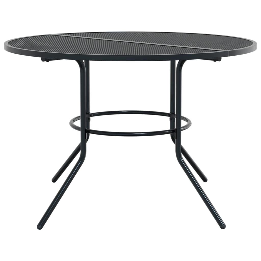 Table de patio ronde anthracite acier enduit de poudre