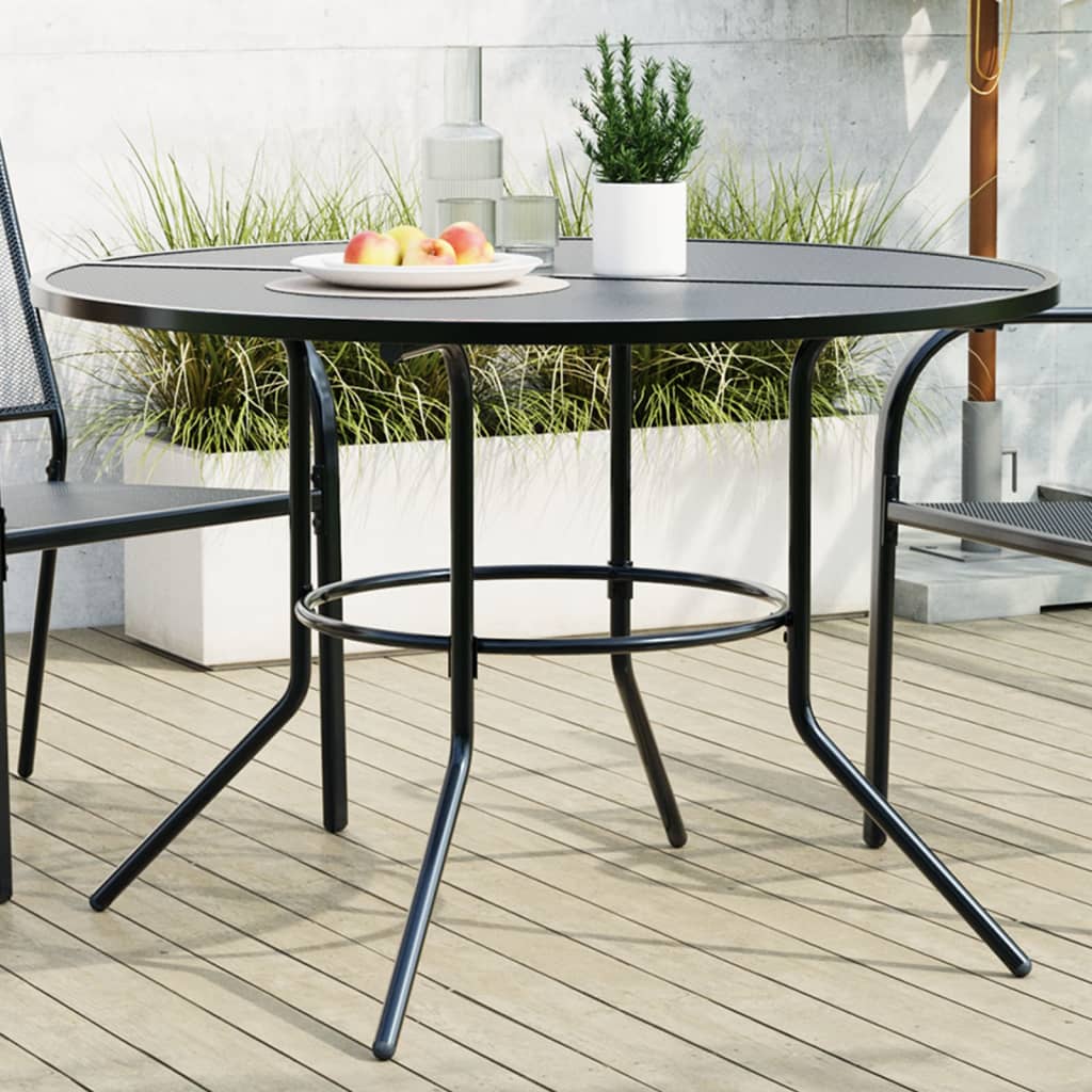 Table de patio ronde anthracite acier enduit de poudre