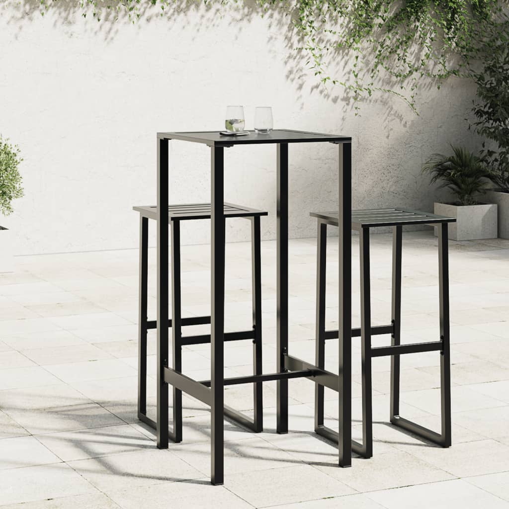 Table de bar noir 50x50x110 cm acier enduit de poudre