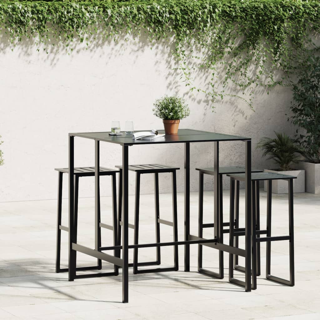 Table de bar noir 100x100x110 cm acier enduit de poudre