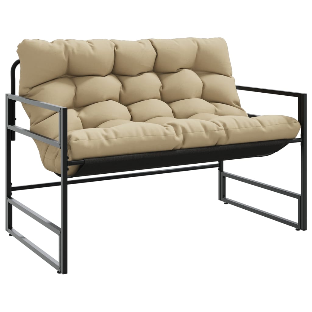 Banc de jardin avec coussin taupe 113 cm acier