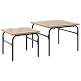 Tables basses gigognes de jardin 2 pcs marron et noir acier