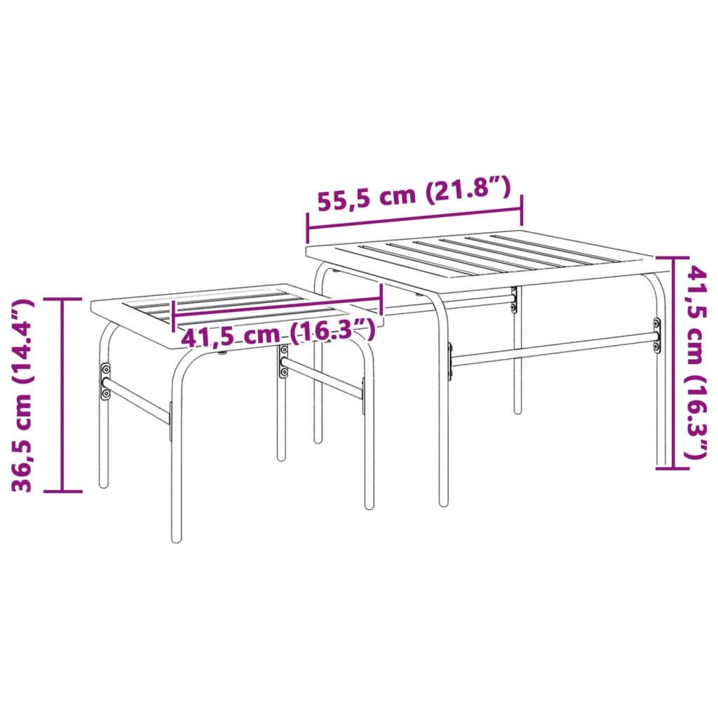 Tables basses gigognes de jardin 2 pcs marron et noir acier