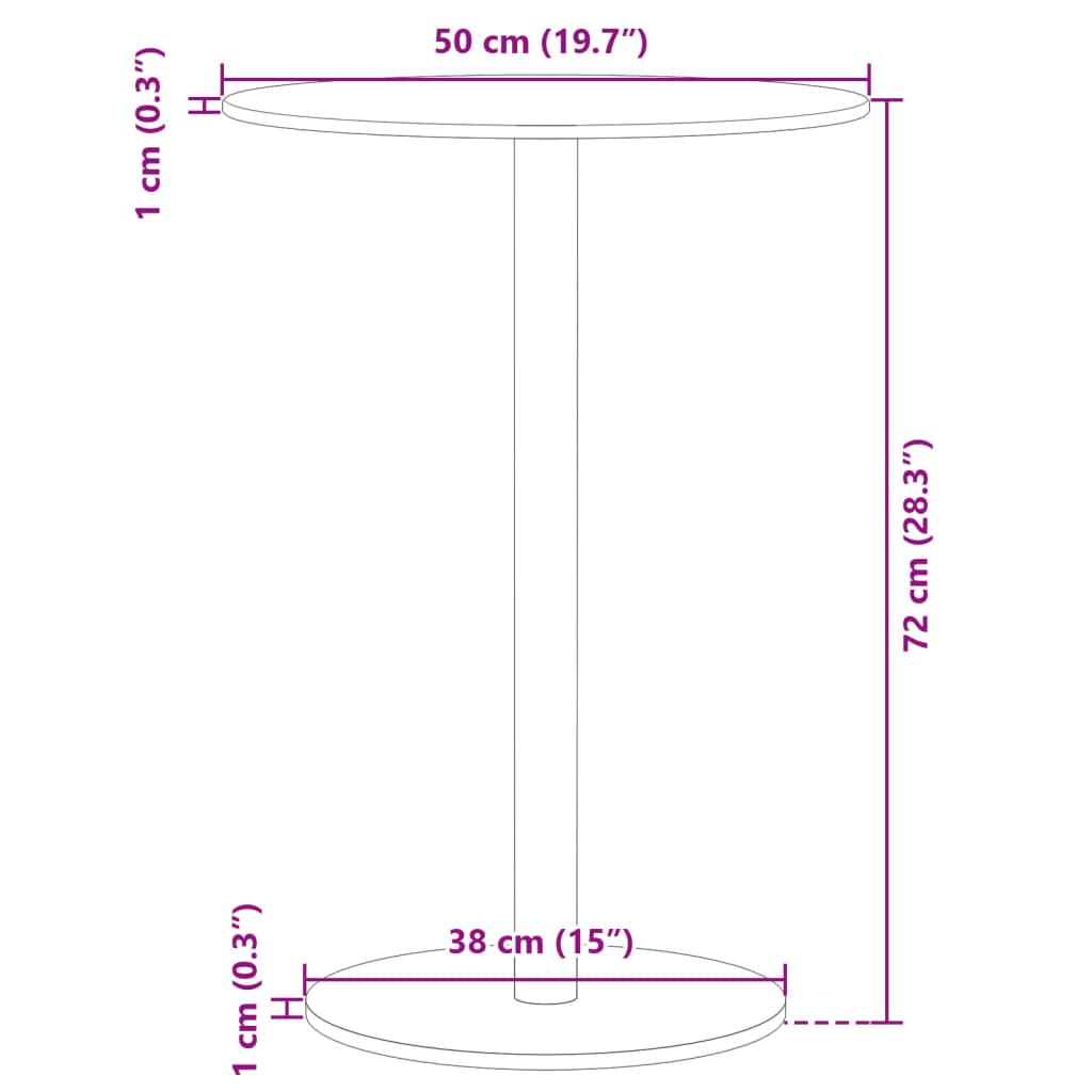 Table de jardin ronde noir Ø50x72 cm acier