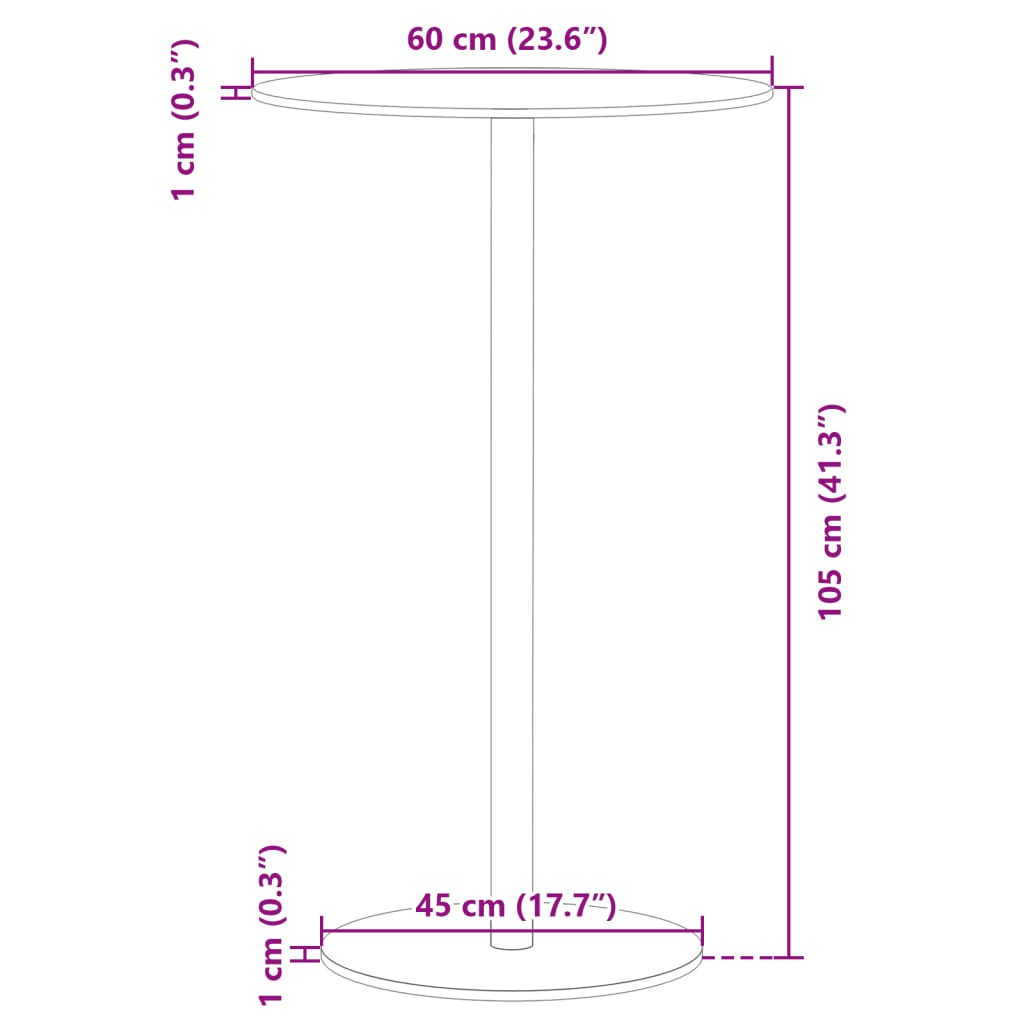 Table de jardin ronde noir Ø60x105 cm acier