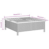 Table de jardin gris 70x70x25 cm résine tressée et bois acacia