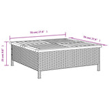 Table de jardin beige 70x70x25 cm résine tressée et bois acacia