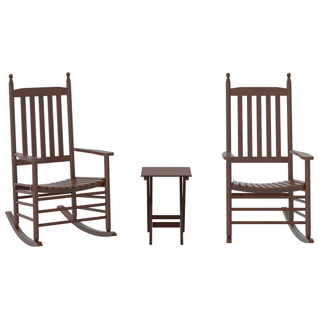 Chaises à bascule lot de 2 table pliable marron massif peuplier