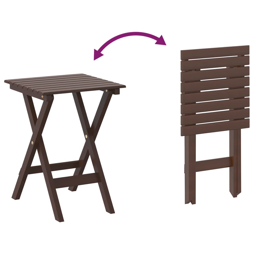 Chaises à bascule lot de 2 table pliable marron massif peuplier