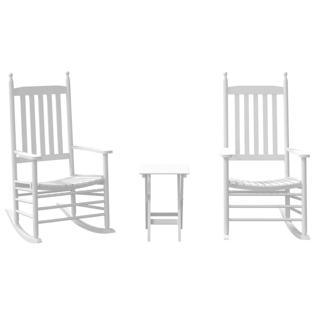 Chaises à bascule lot de 2 table pliable blanc massif peuplier