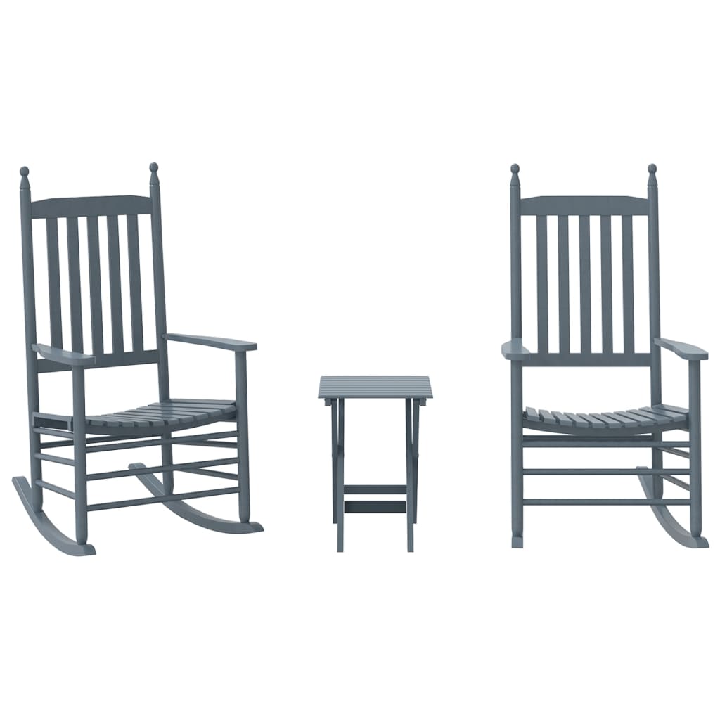 Chaises à bascule lot de 2 table pliable gris massif peuplier