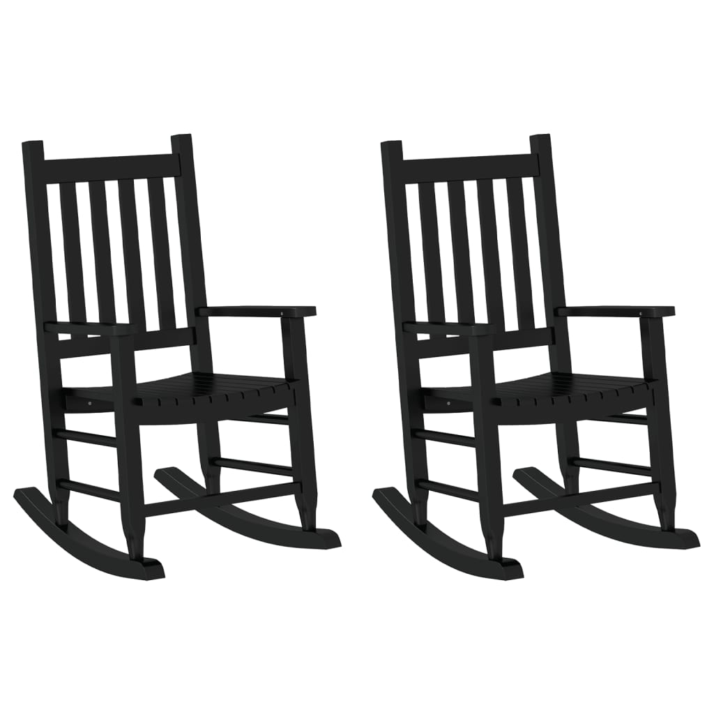 Chaises à bascule enfants lot de 2 noir bois de peuplier massif