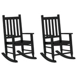 Chaises à bascule enfants lot de 2 noir bois de peuplier massif