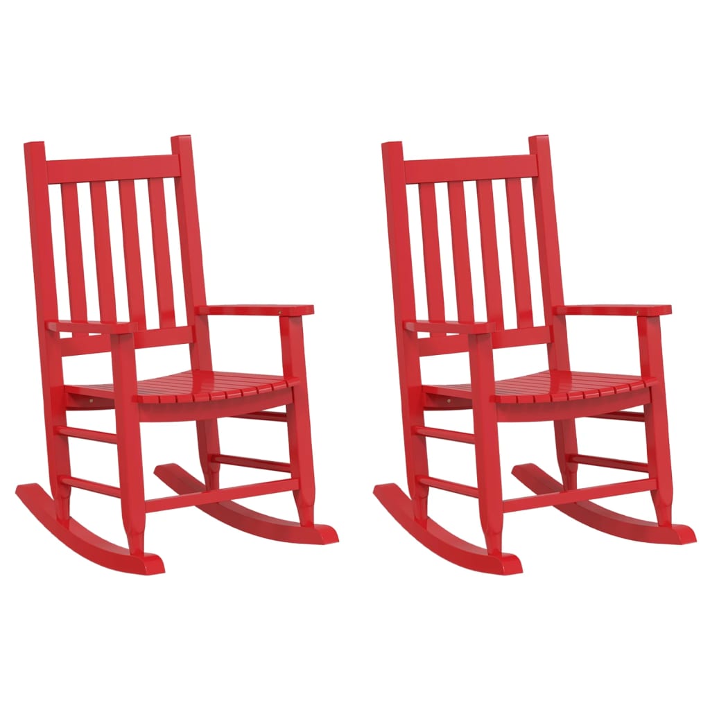 Chaises à bascule enfants lot de 2 rouge bois peuplier massif