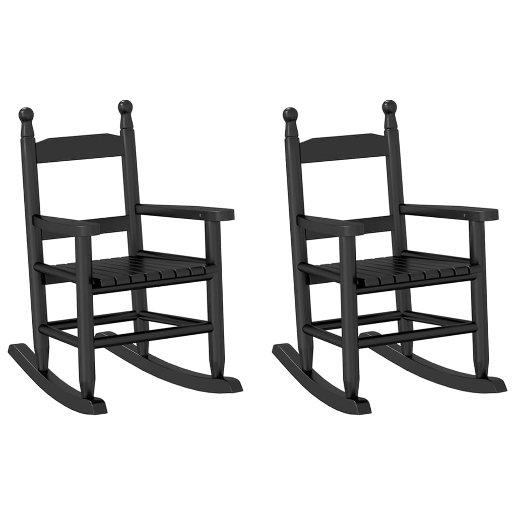 Chaises à bascule enfants lot de 2 noir bois de peuplier massif