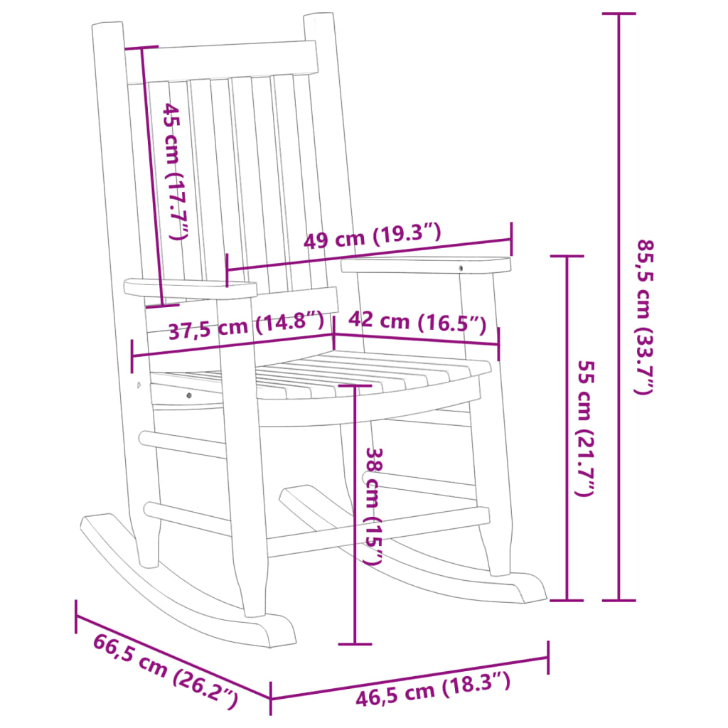 Chaises à bascule enfants lot de 2 blanc bois peuplier massif