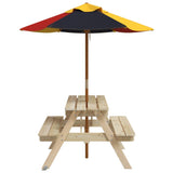 Picnic table for 4 children with parasol in fir wood