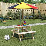 Picnic table for 4 children with parasol in fir wood