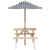 Table de pique-nique pour 4 enfants avec parasol bois de sapin