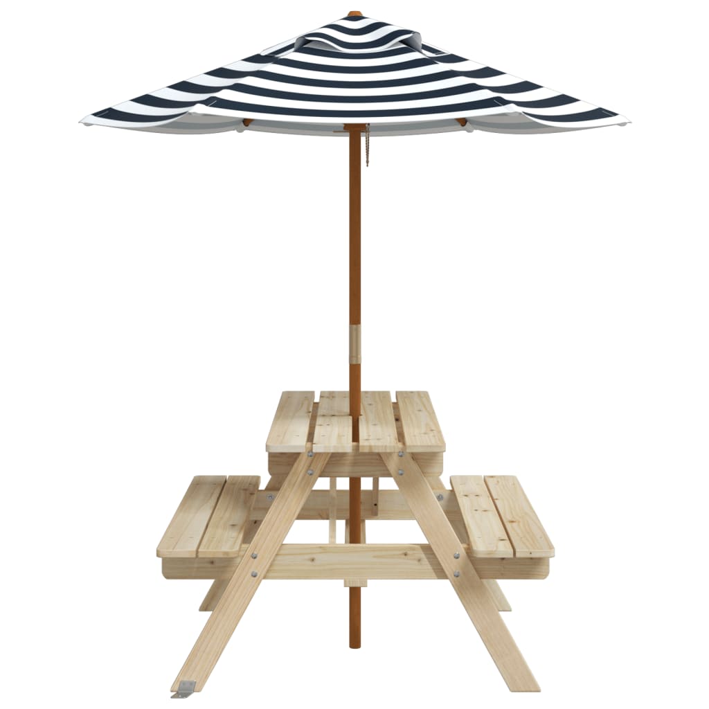 Table de pique-nique pour 4 enfants avec parasol bois de sapin