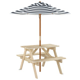 Table de pique-nique pour 4 enfants avec parasol bois de sapin