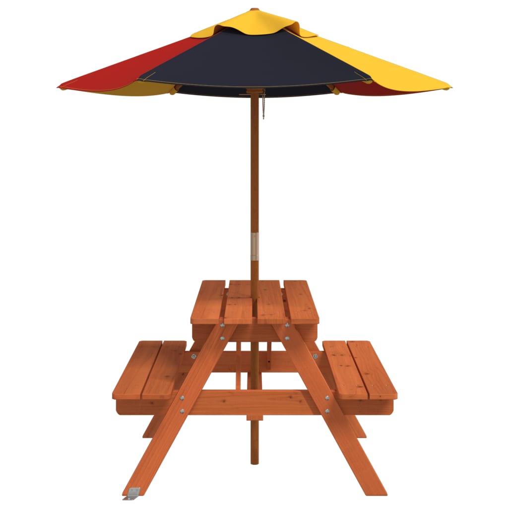 Table de pique-nique pour 4 enfants avec parasol bois de sapin