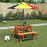 Table de pique-nique pour 4 enfants avec parasol bois de sapin