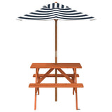 Table de pique-nique pour 4 enfants avec parasol bois de sapin