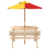 Table de pique-nique pour 4 enfants avec parasol bois de sapin