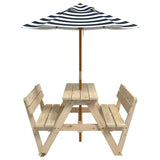 Table de pique-nique pour 4 enfants avec parasol bois de sapin