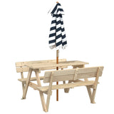 Table de pique-nique pour 4 enfants avec parasol bois de sapin