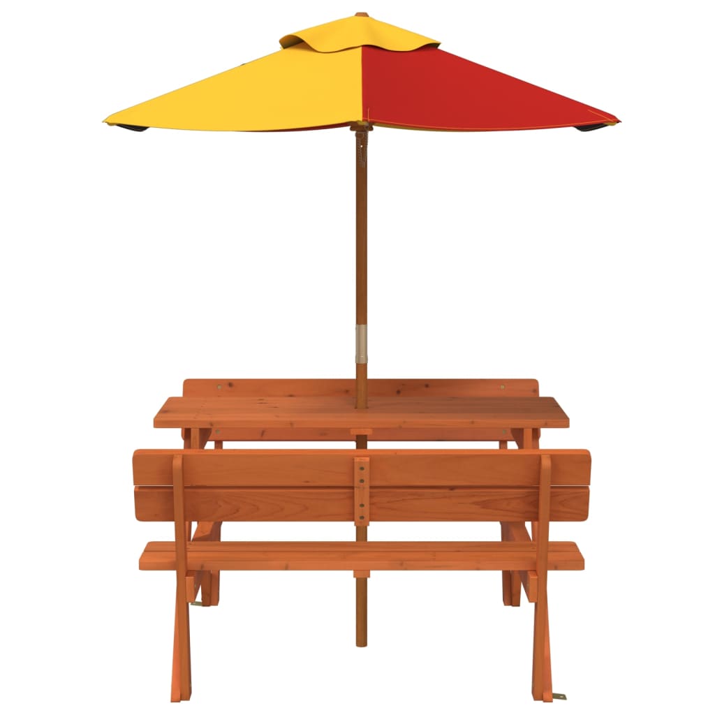 Table de pique-nique pour 4 enfants avec parasol bois de sapin